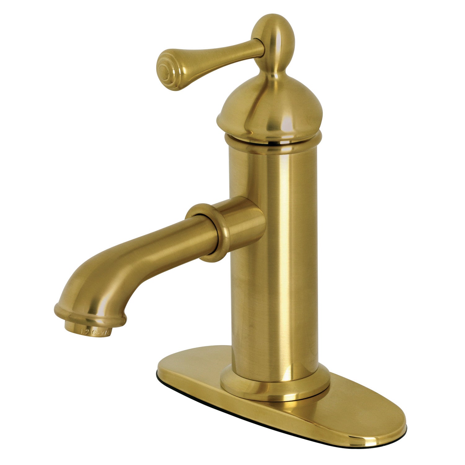 Kingston Tulare KS7417BL - Paris One-Handle 1-Hole Bathroom Faucet with Deck Plate and Brass Pop-Up Drain, Brushed Brass — image 1